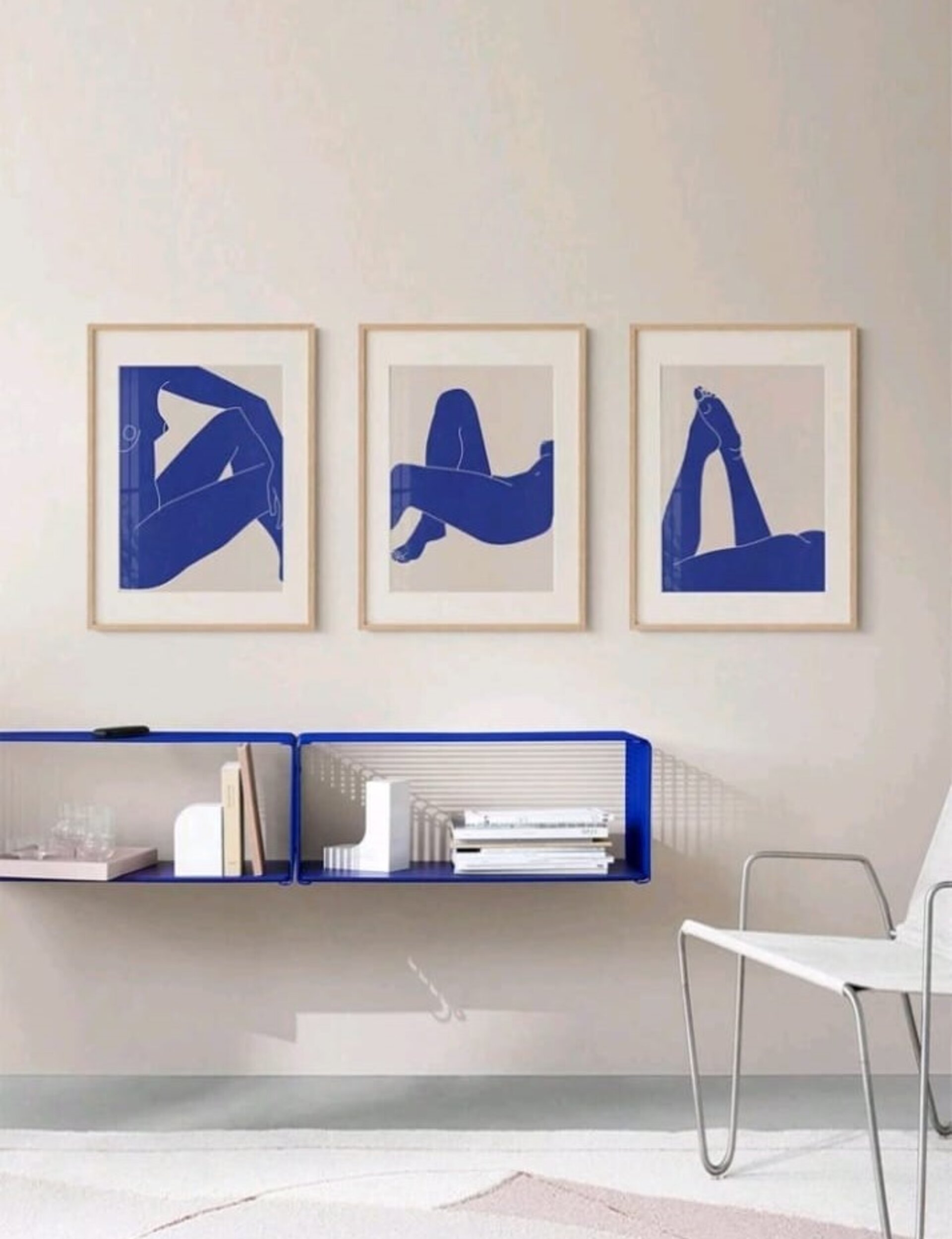 Tríptico lienzo para enmarcar "Armonía en azul· - 2