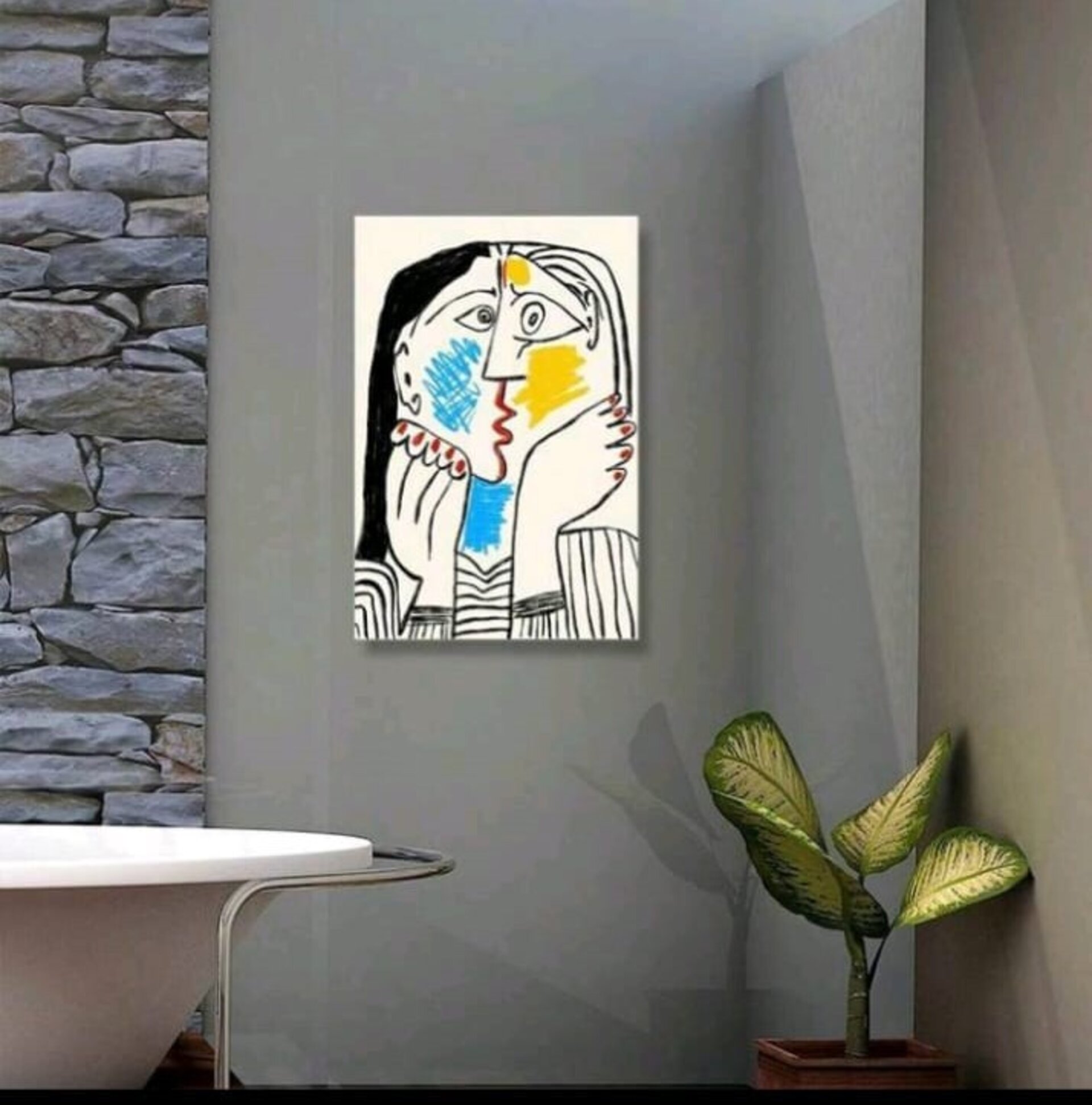Lamina de lienzo para enmarcar "Picasso cubista" - 3