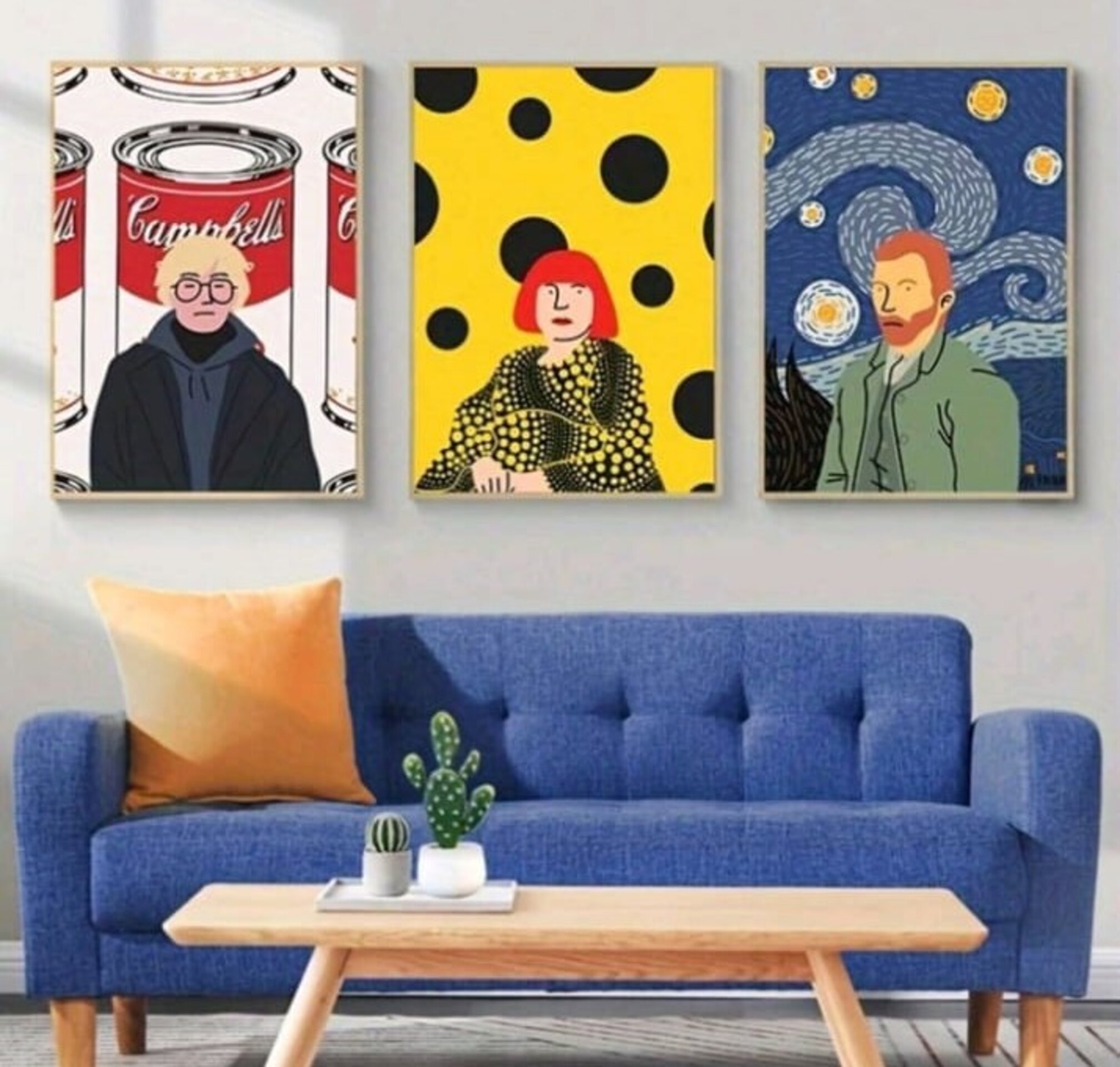 Tríptico Wharhol, Van Gogh, Yayol Kusama - 2