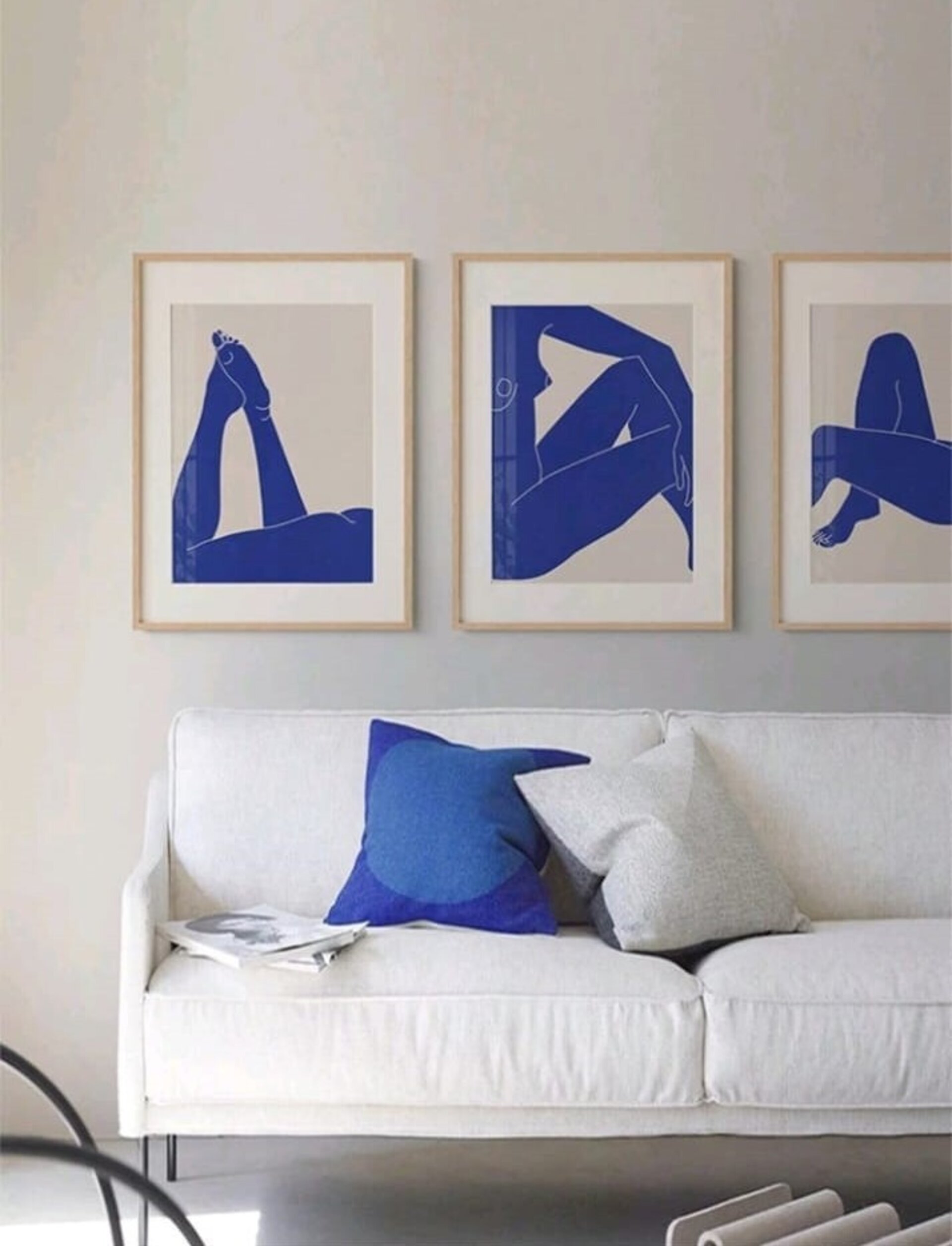 Tríptico lienzo para enmarcar "Armonía en azul· - 3